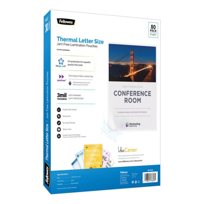 Sobres de laminado térmico Fellowes 23x29 cm 3 mil – Pack de 80