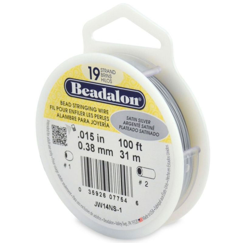 Alambre Beadalon 038 mm 31 m Satín Plateado