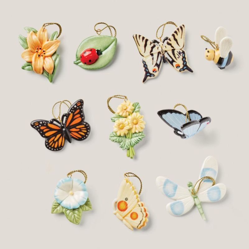 Adorno colgante Lenox 2‑5 cm Pradera de mariposas – Juego de 10 piezas