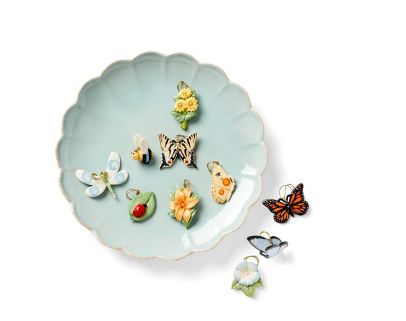 Adorno colgante Lenox 2‑5 cm Pradera de mariposas – Juego de 10 piezas