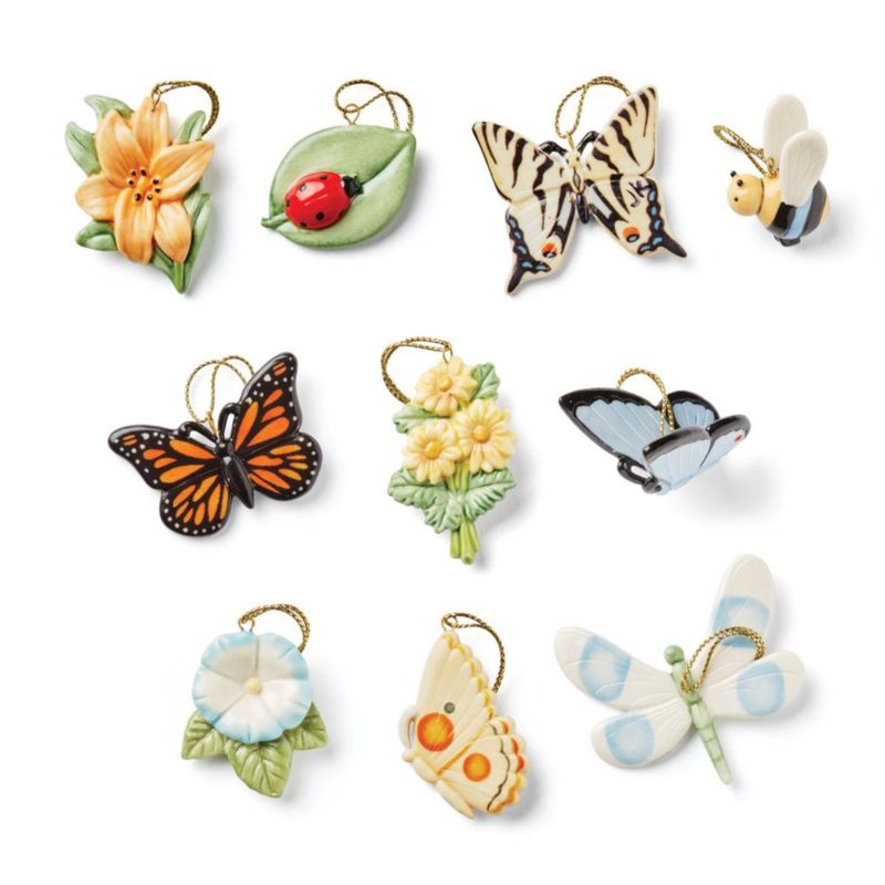 Adorno colgante Lenox 2‑5 cm Pradera de mariposas – Juego de 10 piezas