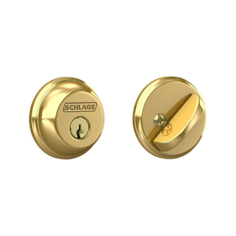 Cerrojo SCHLAGE B62N505 con llave en ambos lados latón brillante