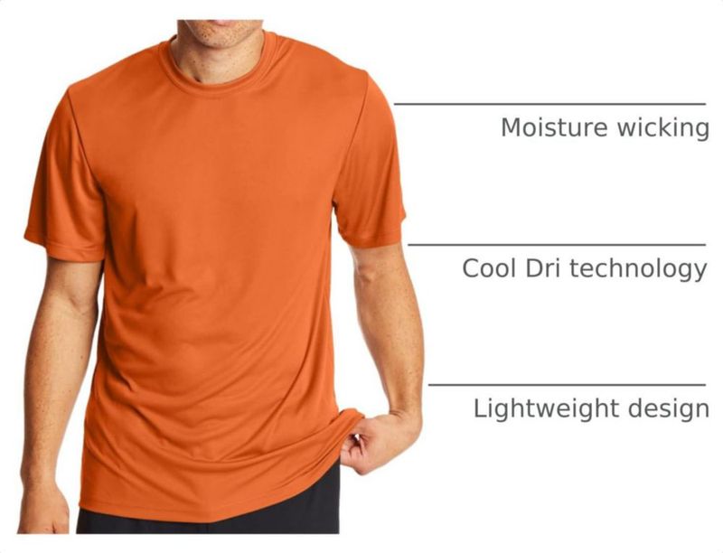Camiseta Hanes talla mediana Naranja de Seguridad Performance