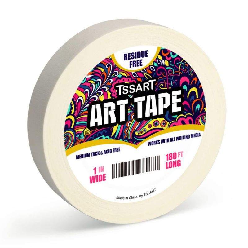 Cinta de Arte TSSART 180 pies Blanca de Adhesión Media y Libre de Ácido
