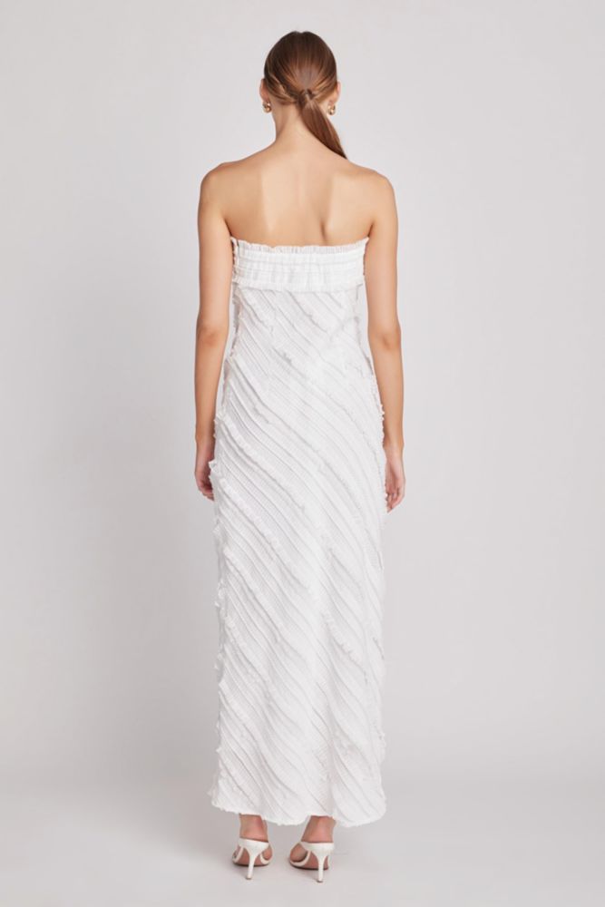 Vestido Endless Rose sin tirantes con volantes blanco XS