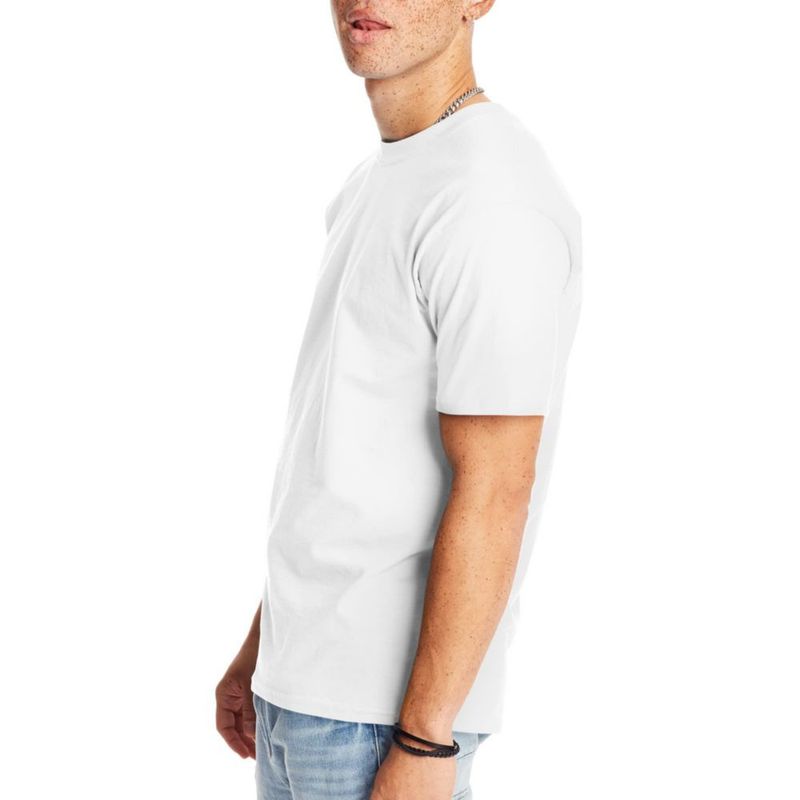 Camiseta Hanes talla L blanca paquete de 1 algodón cuello redondo