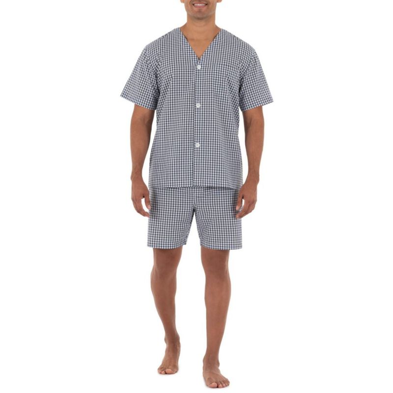 Pijama Fruit of the Loom talla XL a cuadros azul y blanco