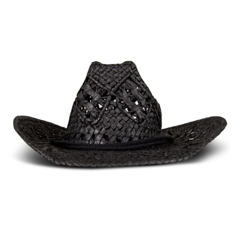 Sombrero Lucky Brand de paja estilo vaquero negro visera de 40 cm