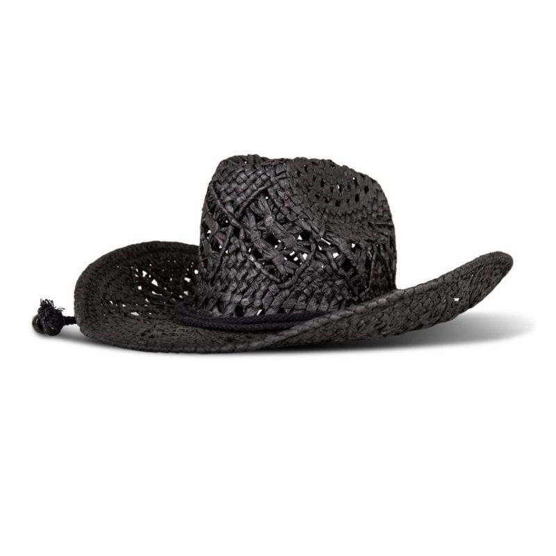 Sombrero Lucky Brand de paja estilo vaquero negro visera de 40 cm