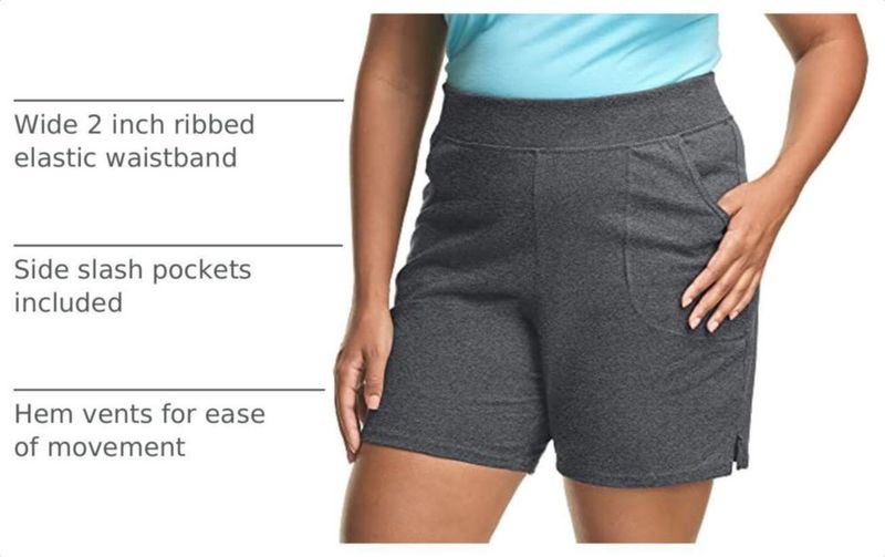 Pantalón corto Hanes talla plus 18 cm algodón jersey de tiro fácil