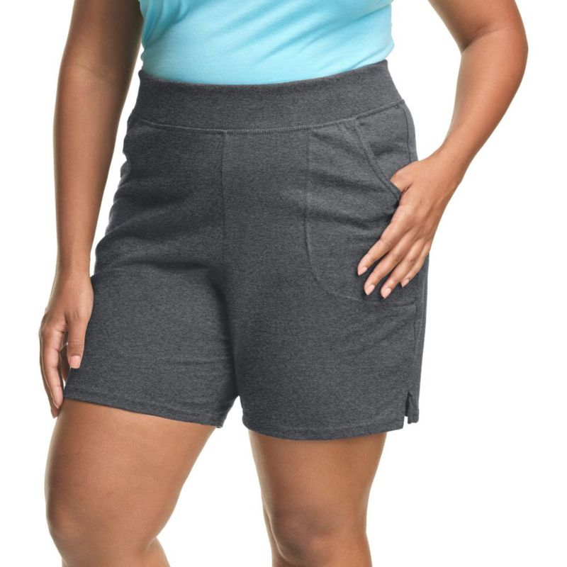 Pantalón corto Hanes talla plus 18 cm algodón jersey de tiro fácil