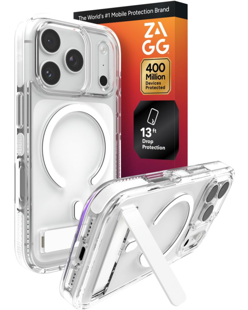 Funda ZAGG para iPhone 17 Pro blanca con soporte y compatible MagSafe