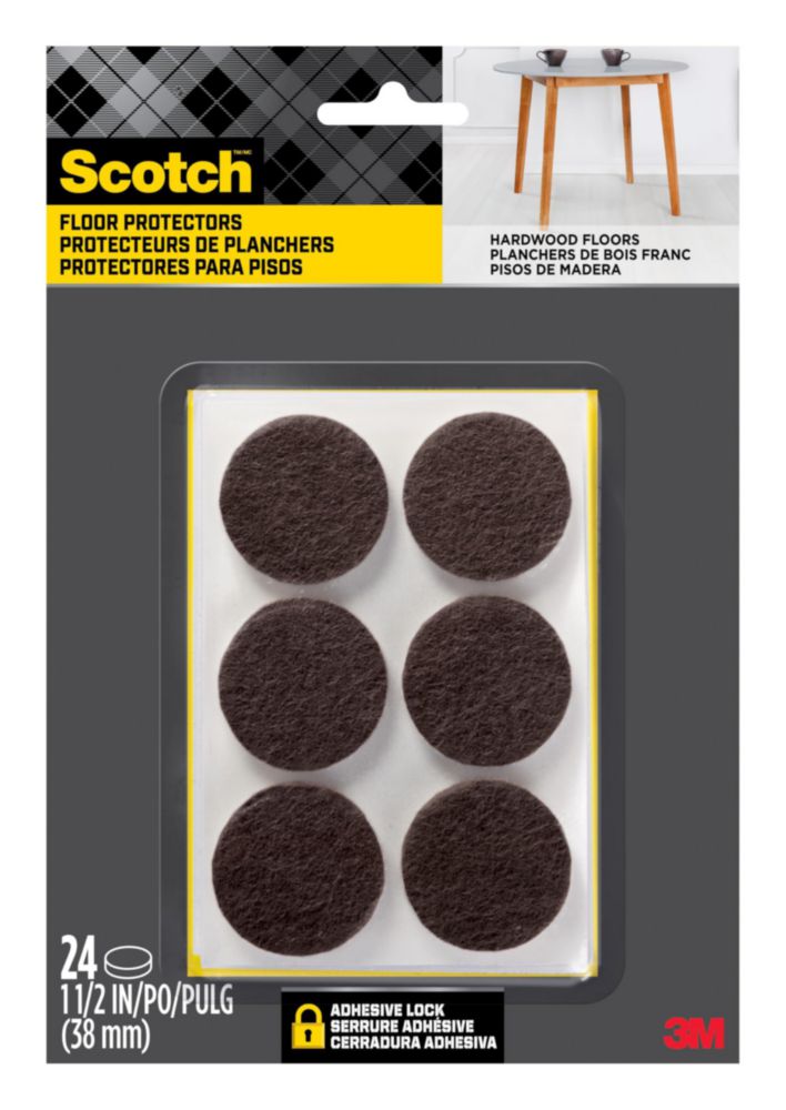 Almohadillas de fieltro Scotch 38 cm circulares marrones (paquete de 24)