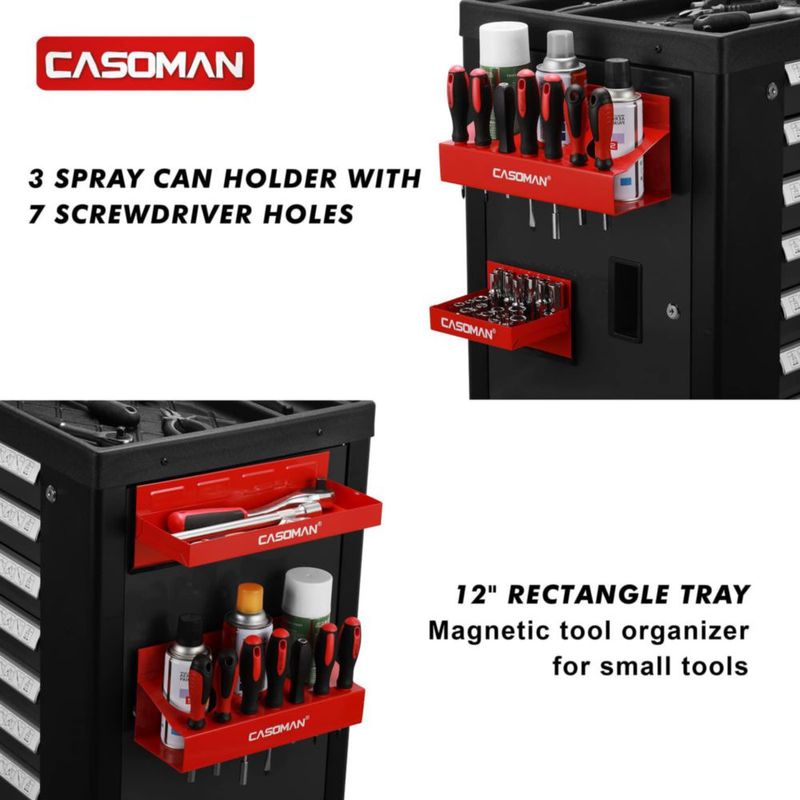 Estante Magnético para Caja de Herramientas CASOMAN 4 Piezas Rojo