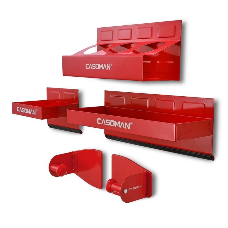 Estante Magnético para Caja de Herramientas CASOMAN 4 Piezas Rojo