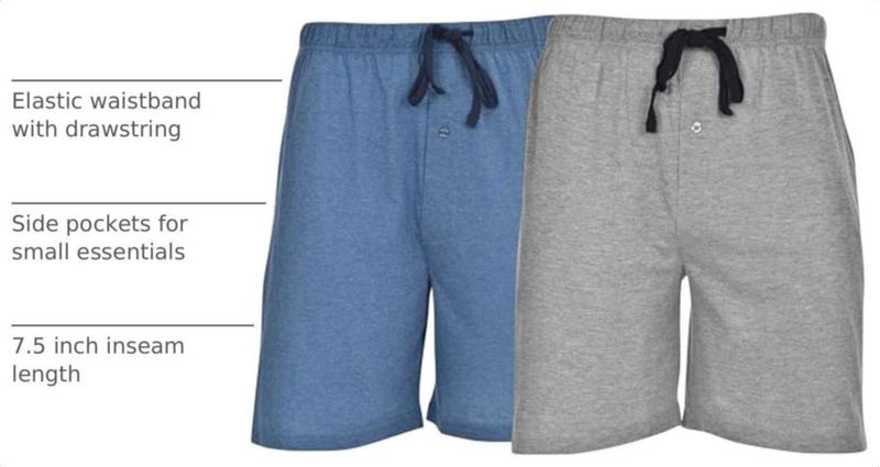 Shorts Hanes pack de 2 de algodón 19 cm gris/azul talla XXL