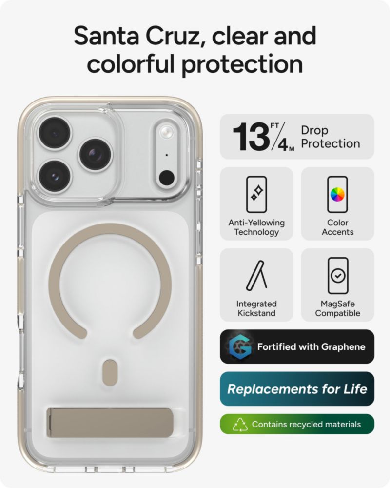 Funda ZAGG para iPhone 17 Pro Max de titanio con soporte