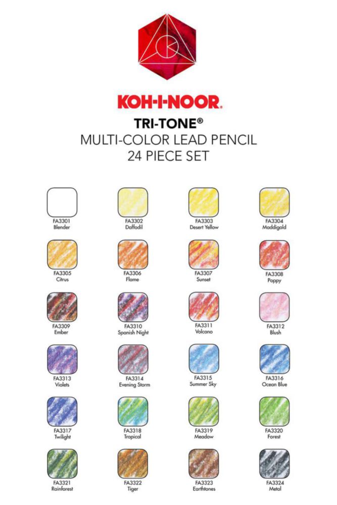 Set de lápices de colores Koh‑I‑Noor 24 colores tri‑tono en lata