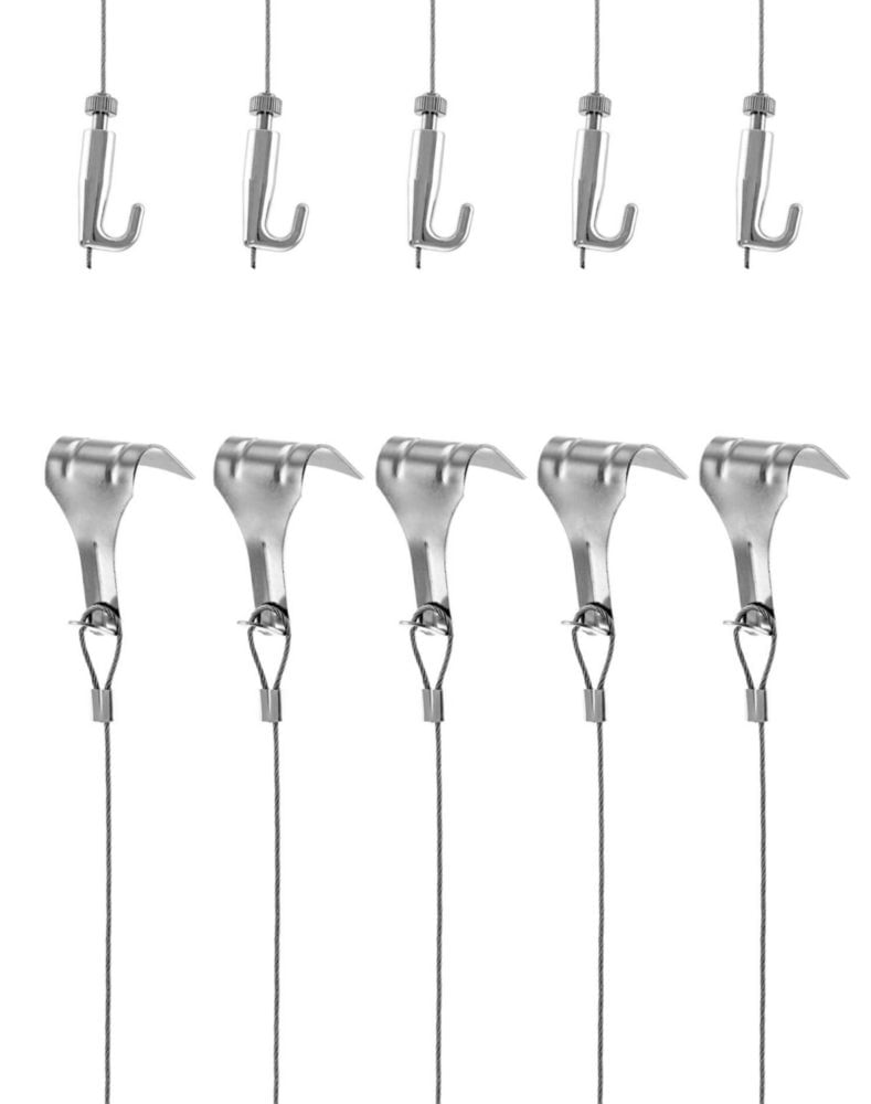Ganchos tipo S para riel de cuadros QWORK juego de 5 acero inoxidable