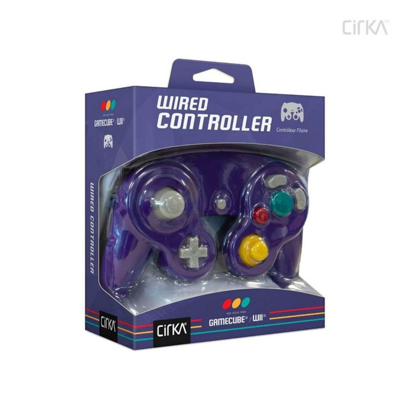 Controlador de juegos Cirka con cable púrpura y negro