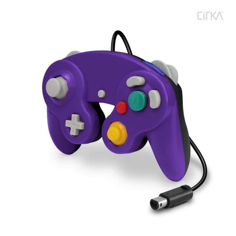 Controlador de juegos Cirka con cable púrpura y negro