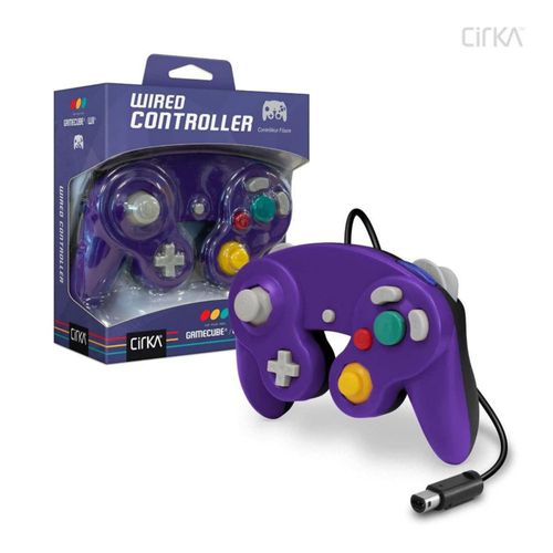 Controlador de juegos Cirka con cable púrpura y negro