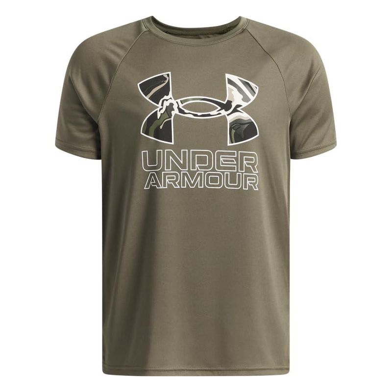 CAMISETA Under Armour YXL Verde 392 con Estampado de Manga Corta