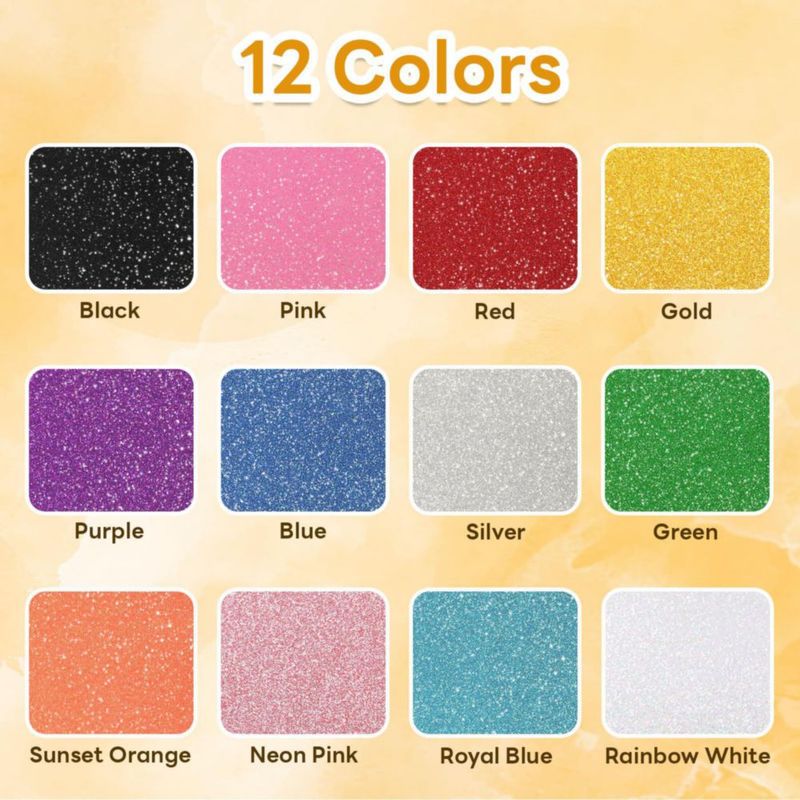 Vinilo HTV HTVRONT 13 láminas 30x25 cm con glitter para planchar