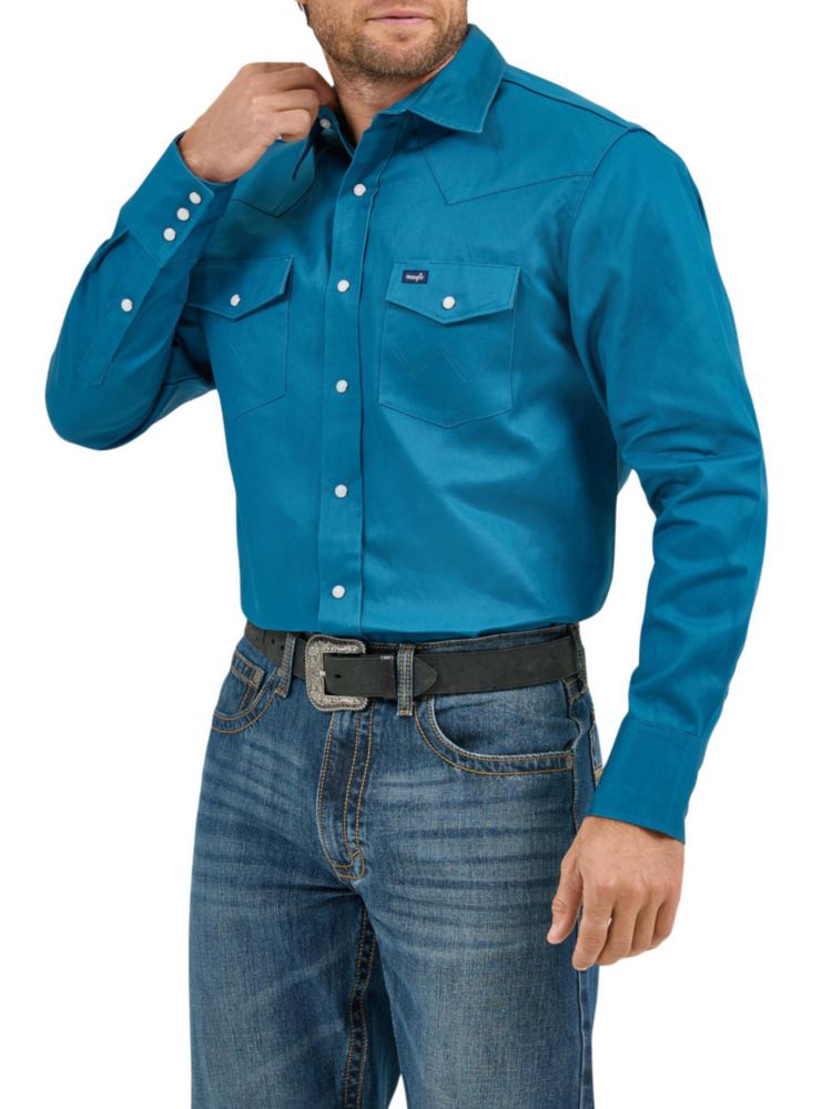 CAMISA Wrangler Cowboy Cut XXL - Verde Azulado Oscuro