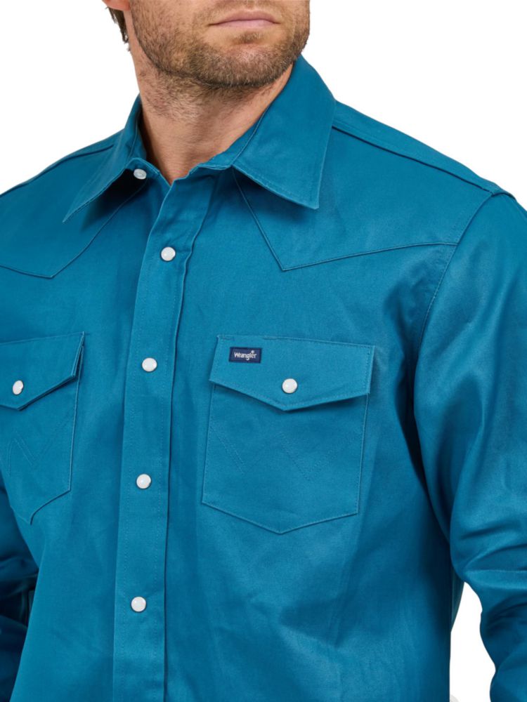 CAMISA Wrangler Cowboy Cut XXL - Verde Azulado Oscuro