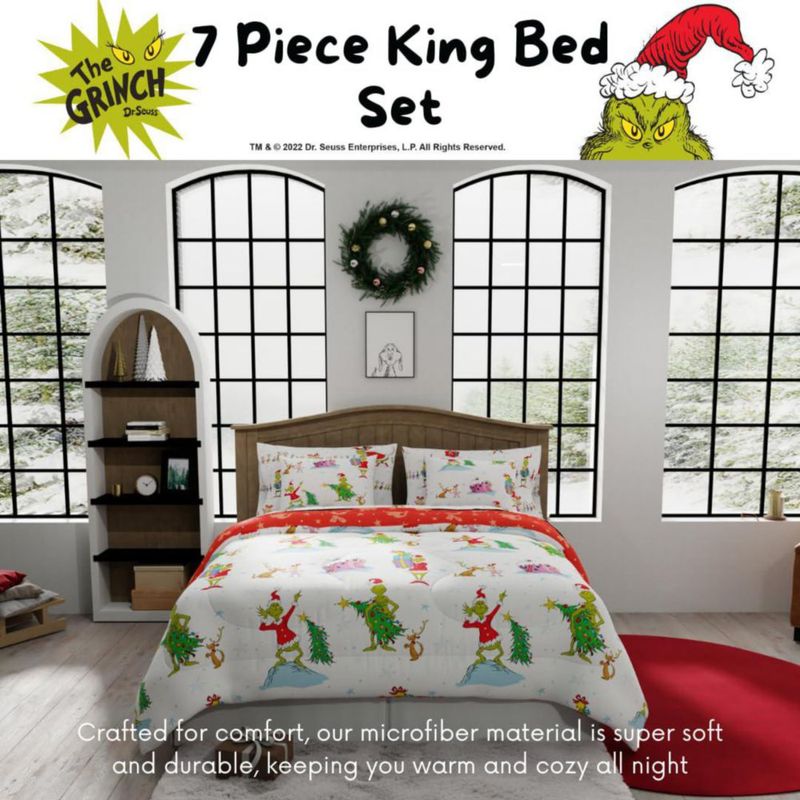 Juego de cama Franco King 7 piezas The Grinch Navideño