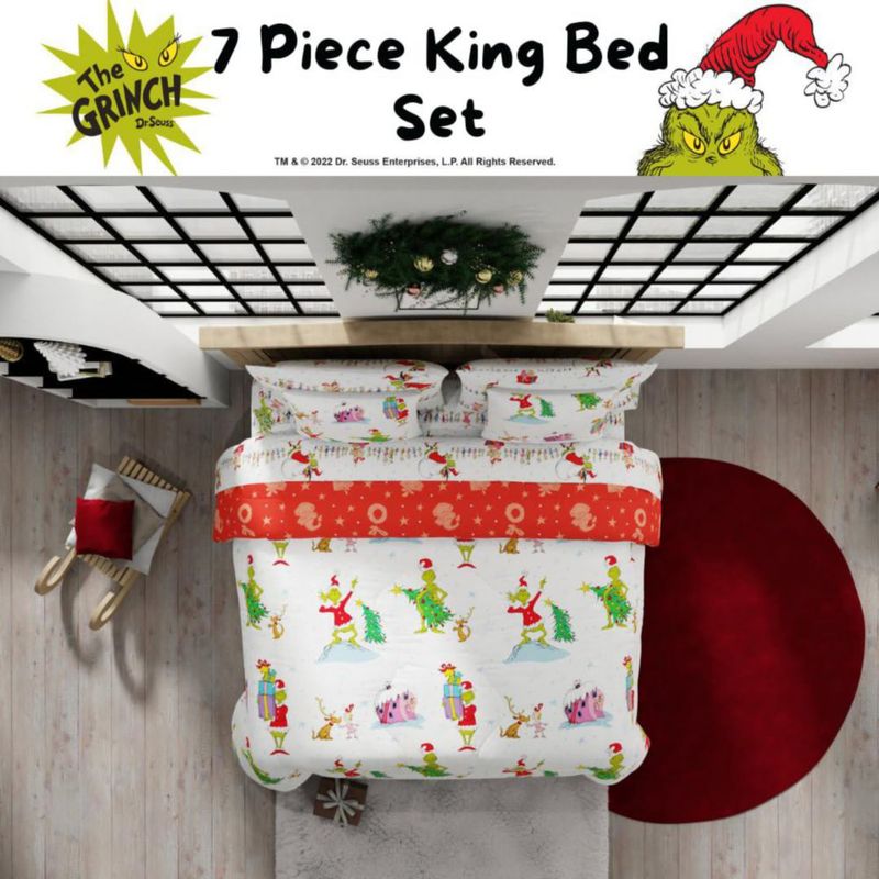 Juego de cama Franco King 7 piezas The Grinch Navideño