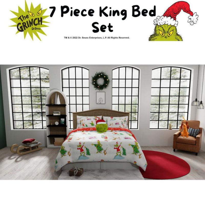 Juego de cama Franco King 7 piezas The Grinch Navideño