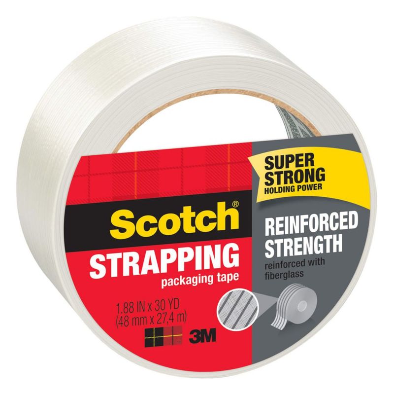 Cinta de amarre Scotch 48 mm x 27 m paquete de 6 transparente/blanca