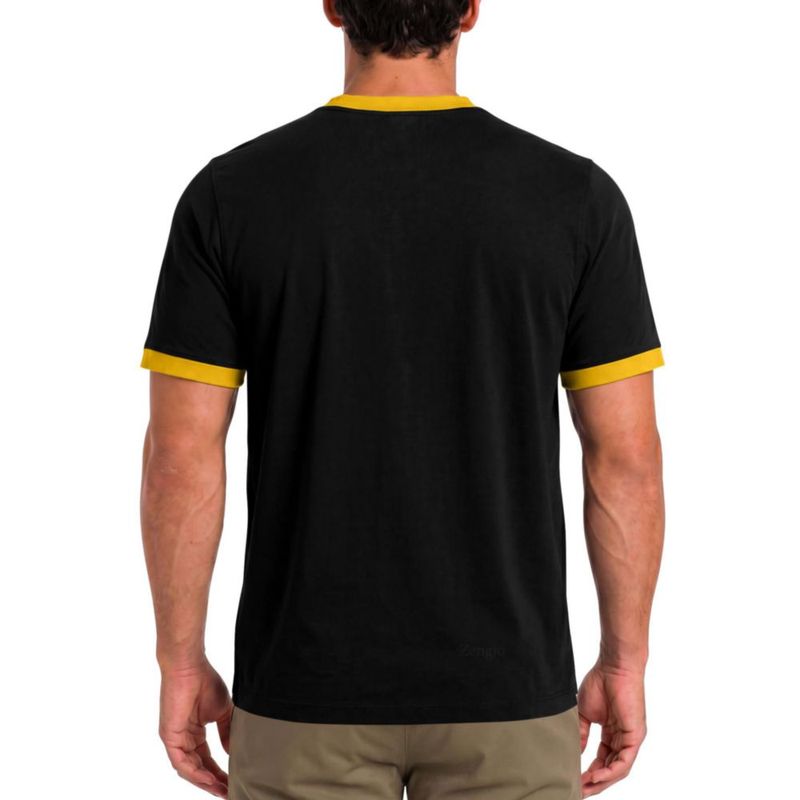 Camiseta Zengjo L negra/amarilla estilo ringer de cuello redondo