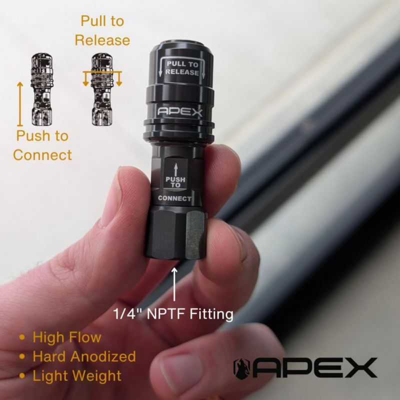 Copa de aire APEX 1/4" NPT hembra de alto flujo (abierto/cerrado)