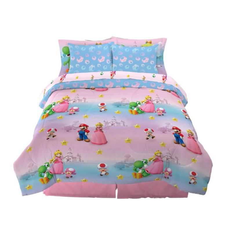 Juego de ropa de cama Franco tamaño completo de 7 piezas Princesa Peach