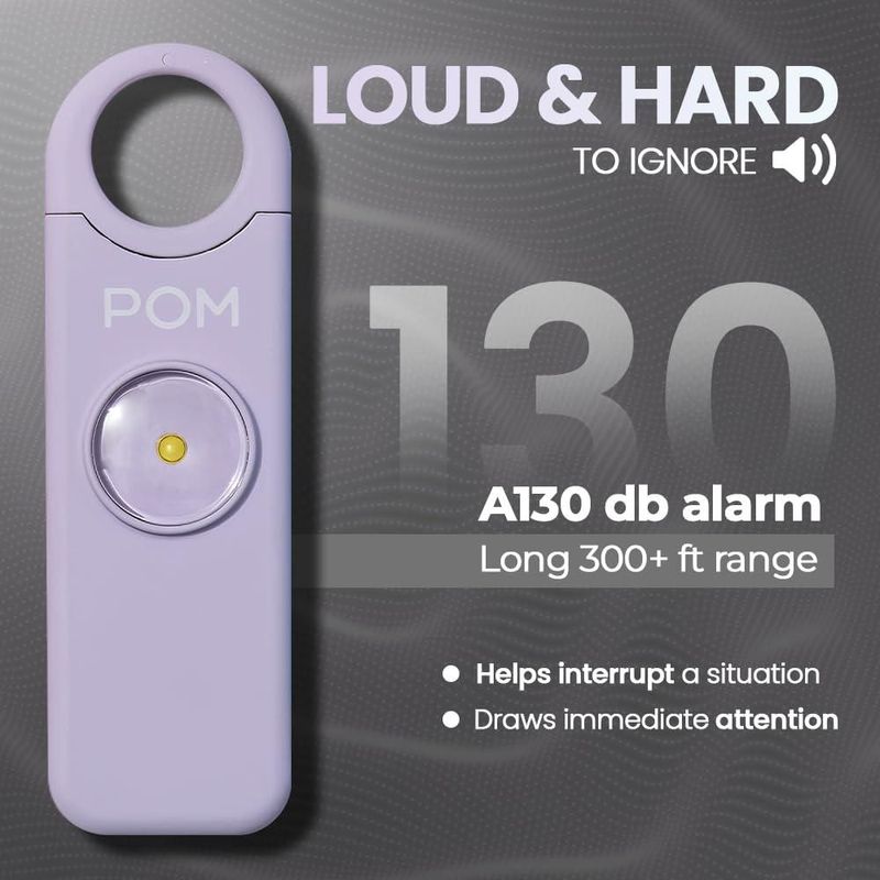 Alarma POM USB‑C Recargable 130 dB con LED Lavanda