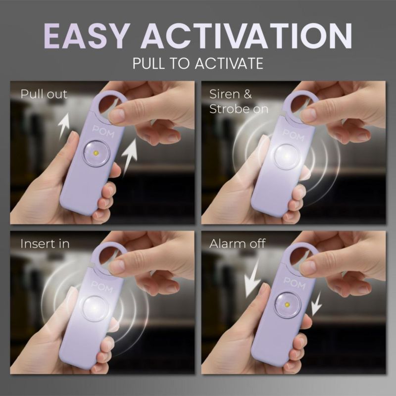 Alarma POM USB‑C Recargable 130 dB con LED Lavanda