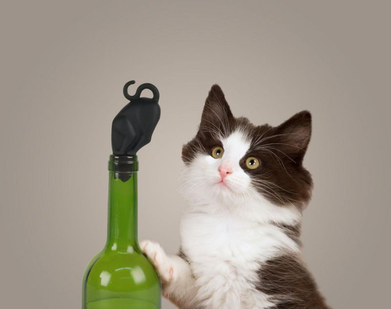 Tapón para Botella de Vino Fred & Friends STOP KITTY Verde