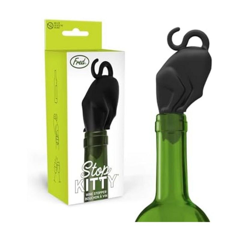 Tapón para Botella de Vino Fred & Friends STOP KITTY Verde
