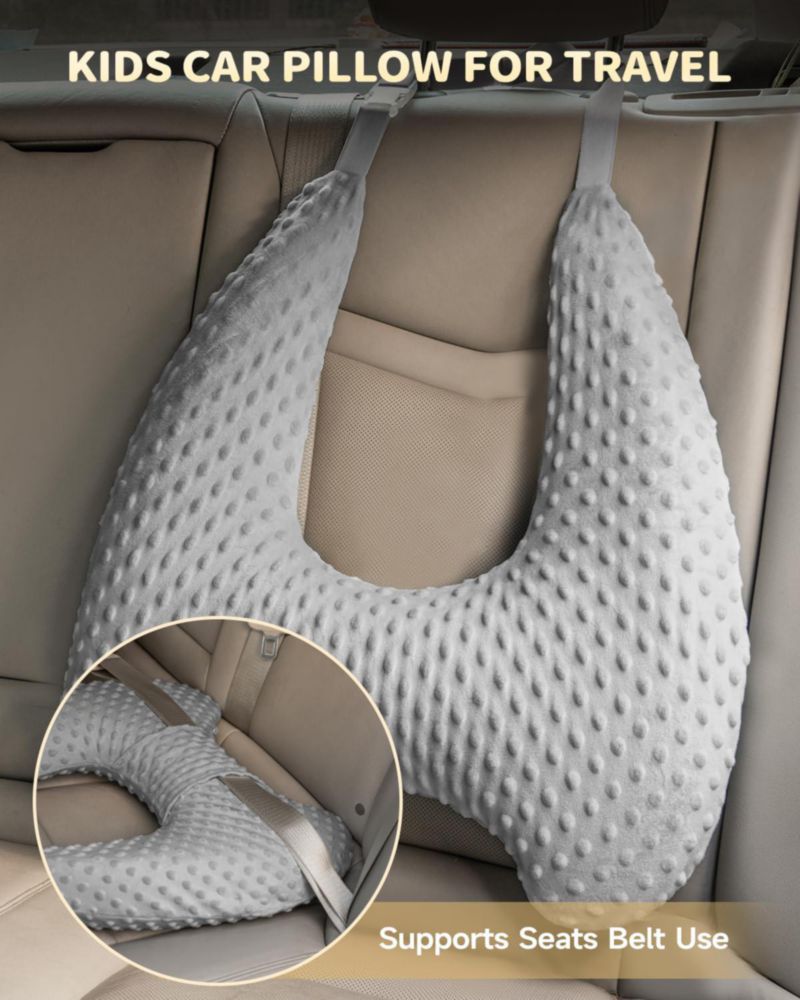Almohada de viaje Sino Salected de espuma viscoelástica gris terciopelo