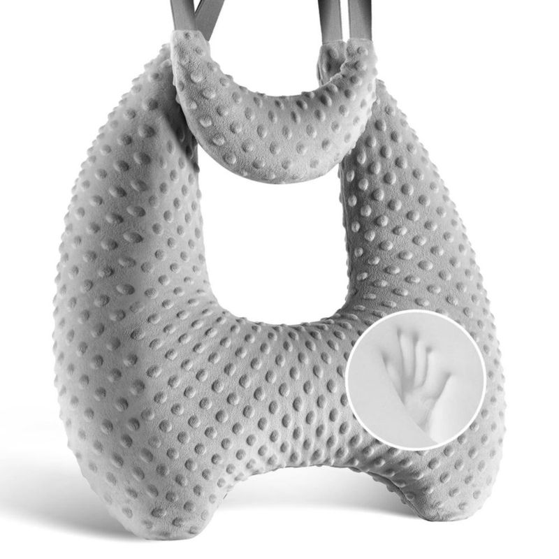 Almohada de viaje Sino Salected de espuma viscoelástica gris terciopelo