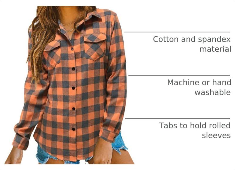 Camisa Oyamiki de franela a cuadros búfalo naranja - Talla L