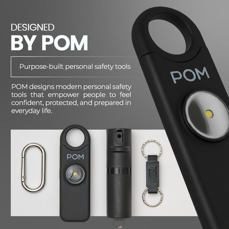 Alarma POM 130 dB recargable USB‑C con LED negra