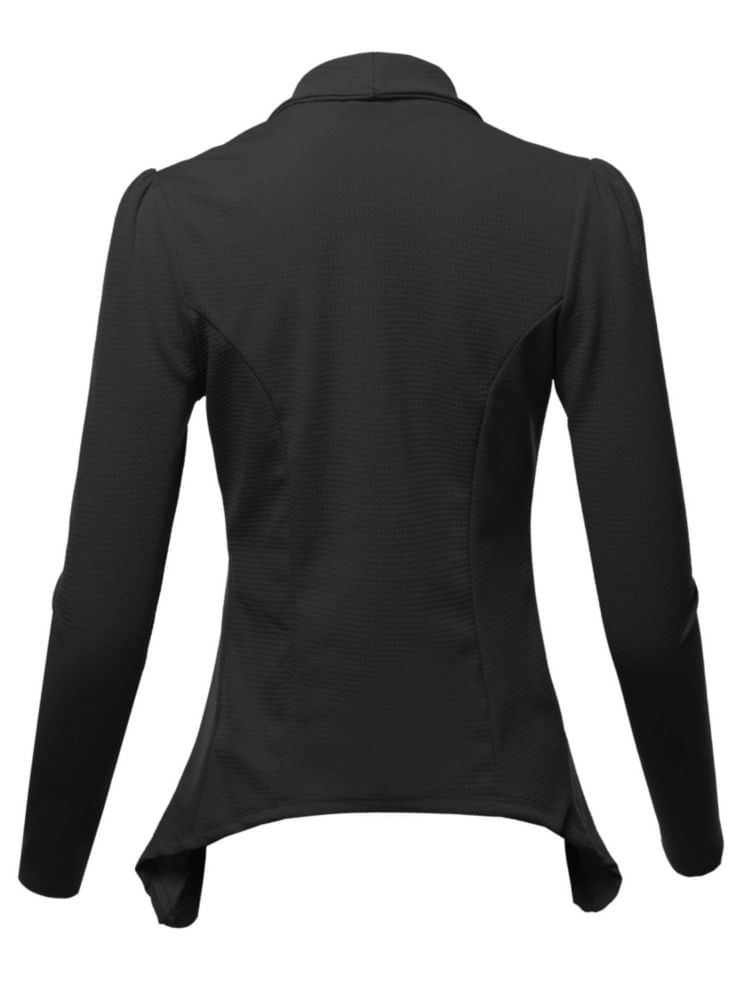Blazer SSOULM para mujer tela elástica solapa con muesca negro 1XL