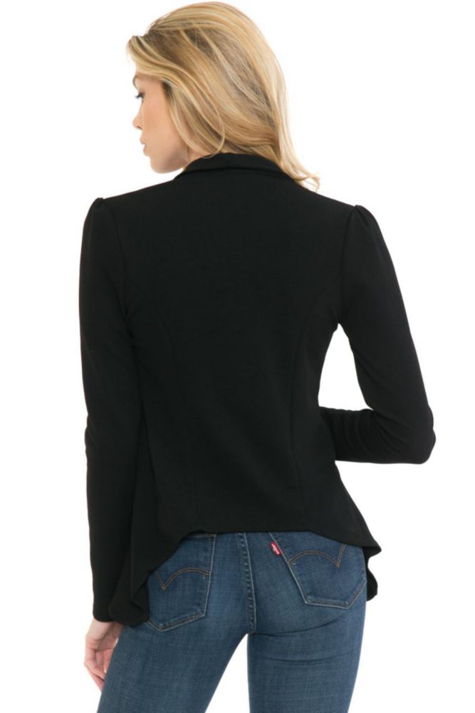 Blazer SSOULM para mujer tela elástica solapa con muesca negro 1XL
