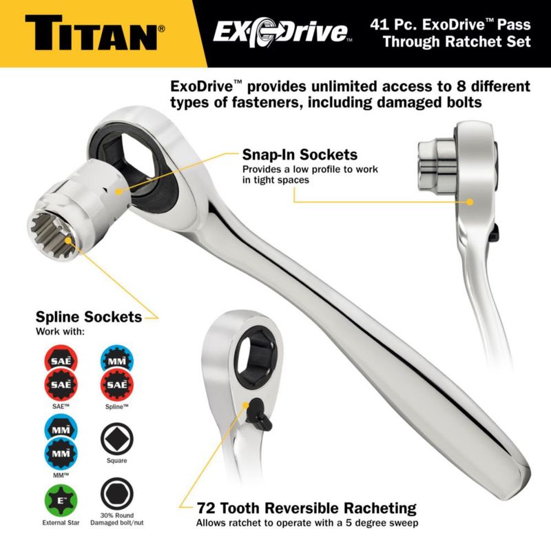 Juego de Carraca y Vasos Titan 41 Piezas ExoDrive Pass‑Through