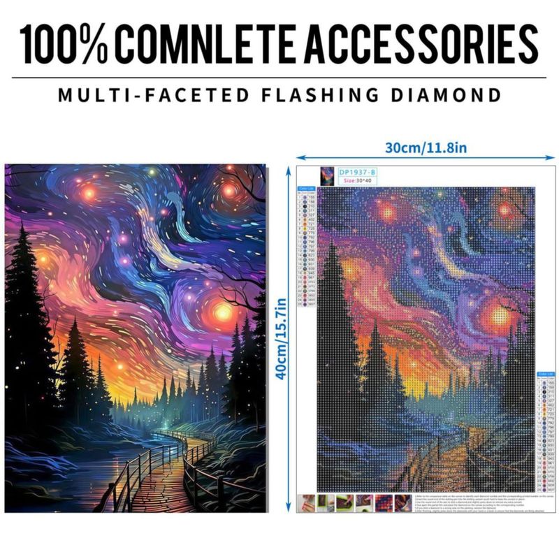 Kits de Arte con Diamantes 12 unidades 5D gran formato taladro redondo – Luna