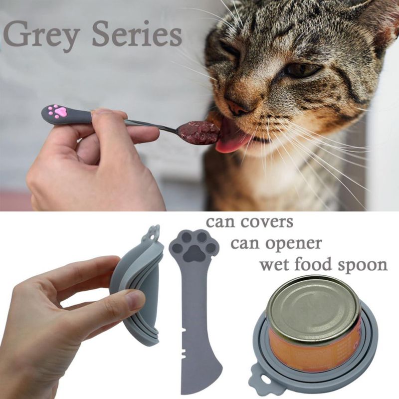 Cucharas para alimentos SJANE 4 uds gris de silicona y acero